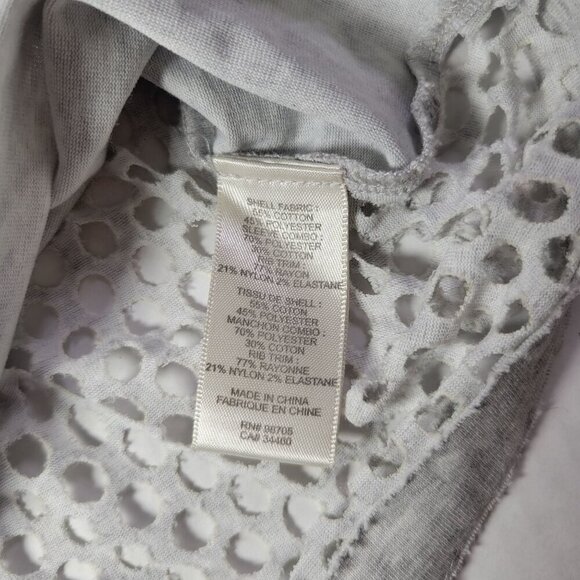 Rebecca Taylor Women Athleisure Gray & White Short-Sleeve Mesh Back Top Size S - Picture 3 of 6